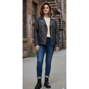 Universal Thread Vegan Faux Leather Moto Jacket Distressed Womens Size XL NEW